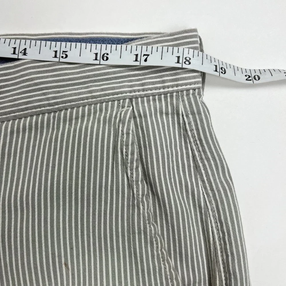 J. Crew Shorts Men's Size 36 Grey White Striped Flat Front Club Bermudas